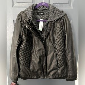 Moka Meriam Knit Hood Faux Leather 